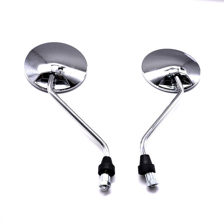 1 Pair Chrome Round Rearview Side Mirrors for Motorcycle Scooter 8mm