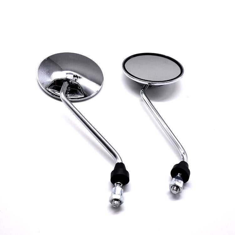 1 Pair Chrome Round Rearview Side Mirrors for Motorcycle Scooter 8mm