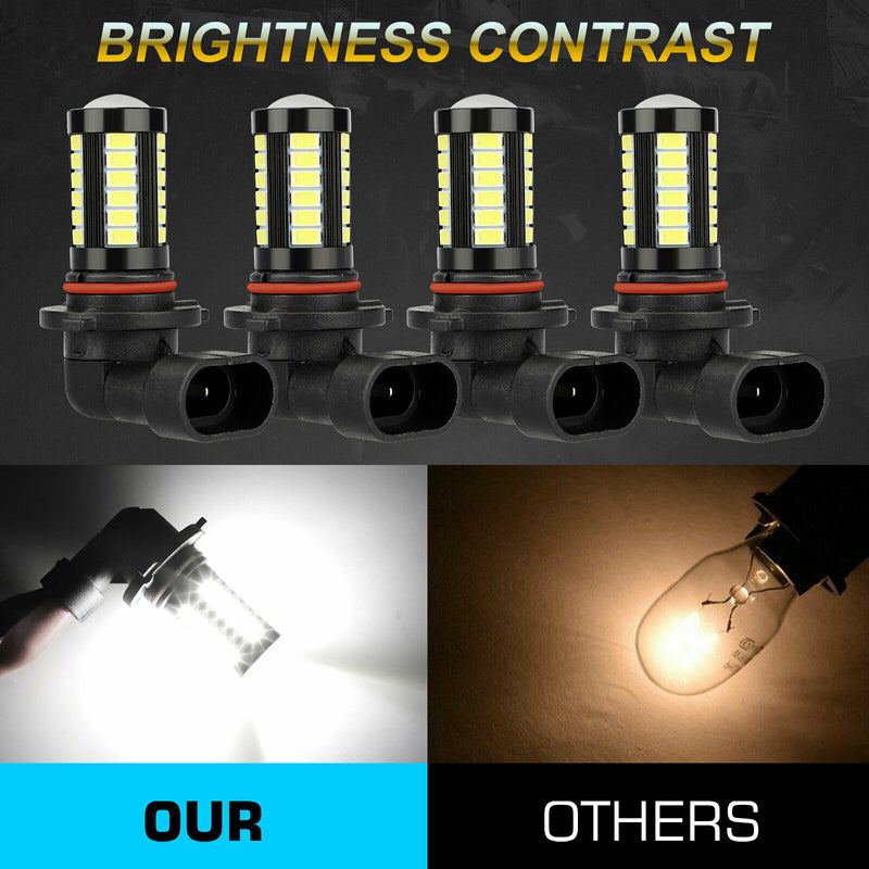 9005 9006 K White LED Bulb Kit High And Low Beam 5630 33SMD Fog Light