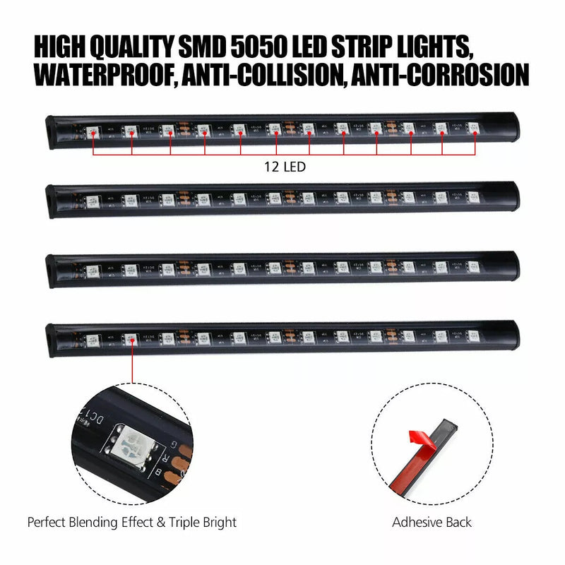 Auto LED RGB Interior Atmosphere Strip Light Decorative Foot Lamp With USB Wireless Remote Music Control Multiple Modes For Car
